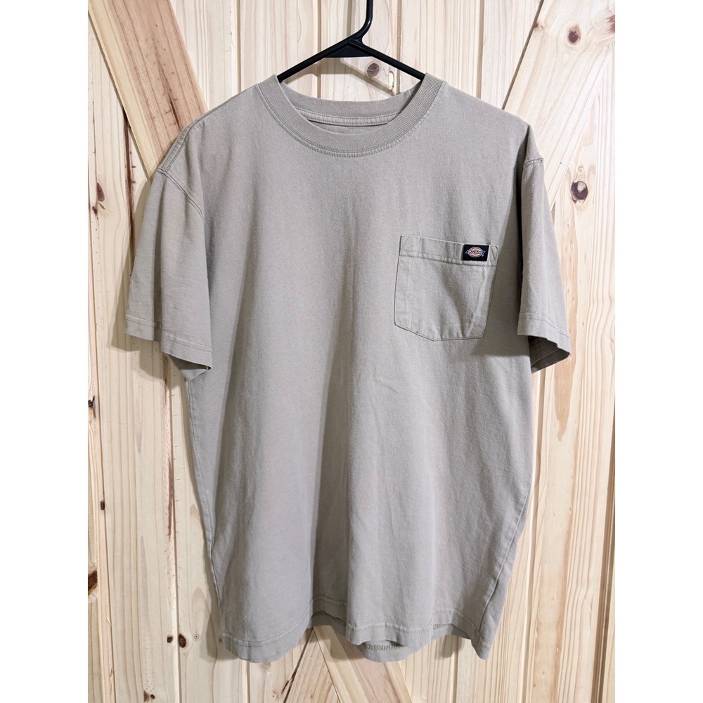 Dickies Mens Short Sleeve Pocket T-Shirt Tan Khaki Cotton Workwear sz med (0511P